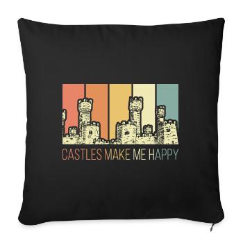Les châteaux de chevaliers rendent heureux - Housse de coussin décorative 45 x 45 cm - noir - Devant