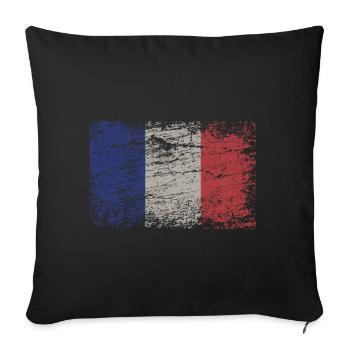 France Drapeau Tricolore Paris Nice Lyon UE - Housse de coussin décorative 45 x 45 cm - noir - Devant