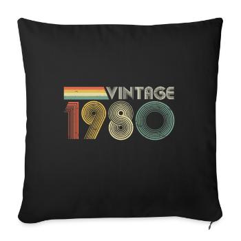 Vintage 1980, 45th Birthday - Sofa pillowcase 17,3'' x 17,3'' (45 x 45 cm) - black - Front