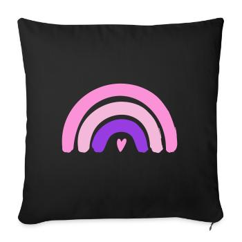 minimalistischer Regenbogen mit Herz - Sofakissenbezug 45 x 45 cm - Schwarz - Vorne