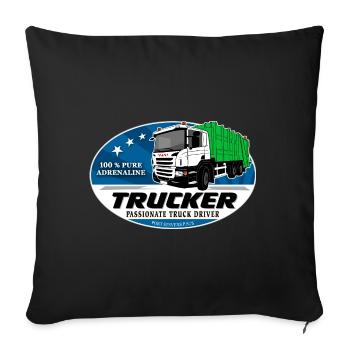 Garbage truck - Garbage truck - Sofa pillowcase 17,3'' x 17,3'' (45 x 45 cm) - black - Front