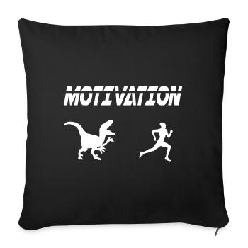 motivation sport running humor dinosaur - Sofa pillowcase 17,3'' x 17,3'' (45 x 45 cm) - black - Front