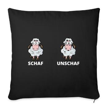 Schäfchen Schaf Unschaf Schafbock Schaffell - Sofakissenbezug 45 x 45 cm - Schwarz - Vorne