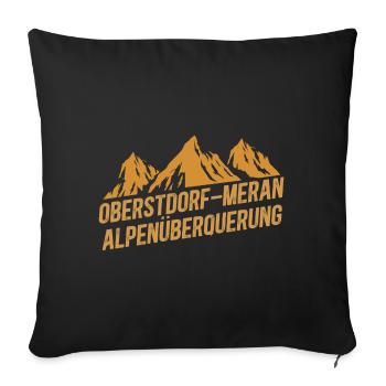 Traversée des Alpes Sentier de randonnée longue distance Oberstdorf Merano E5 - Housse de coussin décorative 45 x 45 cm - noir - Devant