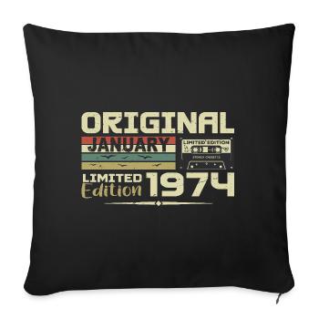 Janvier 1974 | Cadeau D’anniversaire Janvier 1974 - Housse de coussin décorative 45 x 45 cm - noir - Devant
