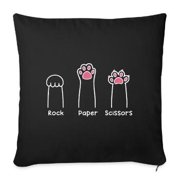 Rock Paper Scissors Hand Game Cute Paw Funny Cat - Sofa pillowcase 17,3'' x 17,3'' (45 x 45 cm) - black - Front