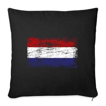 Netherlands Flag Used Look Amsterdam Vintage - Sofa pillowcase 17,3'' x 17,3'' (45 x 45 cm) - black - Front