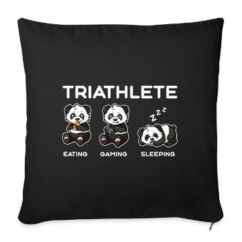Panda Triathlète Food Play Sommeil - Housse de coussin décorative 45 x 45 cm - noir - Devant
