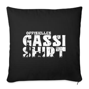 Islandhund Mama Frauchen Gassi - Sofakissenbezug 45 x 45 cm - Schwarz - Vorne
