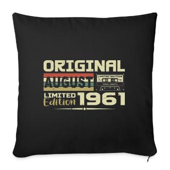 Août 1961 - Né en Août 1961 Construit en Août 1961 - Housse de coussin décorative 45 x 45 cm - noir - Devant