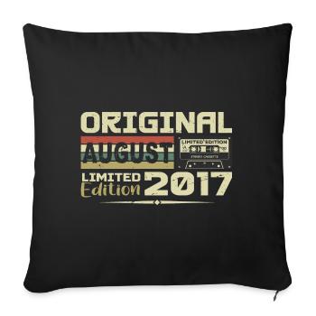 August 2017 - Born in August 2017 Built in August 2017 - Sofa pillowcase 17,3'' x 17,3'' (45 x 45 cm) - black - Front