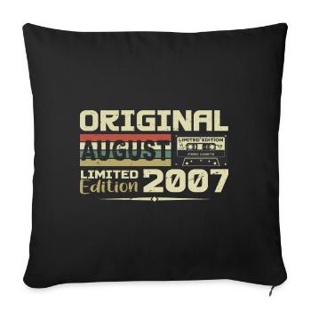 Août 2007 - Né en Août 2007 Construit en Août 2007 - Housse de coussin décorative 45 x 45 cm - noir - Devant