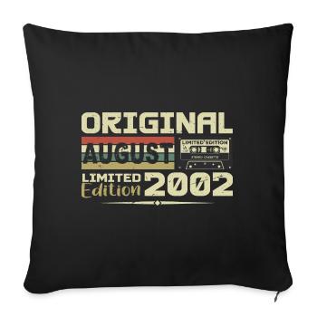 Août 2002 - Né en Août 2002 Construit en Août 2002 - Housse de coussin décorative 45 x 45 cm - noir - Devant