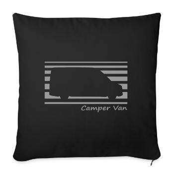 Camper Van, Kastenwagen, Wohnmobil, Camper - Sofakissenbezug 45 x 45 cm - Schwarz - Vorne