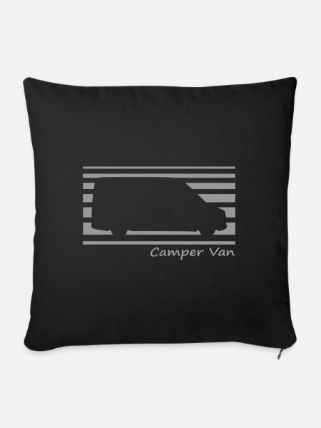 Camper Van, Kastenwagen, Wohnmobil, Camper - Sofakissenbezug 45 x 45 cm - Schwarz