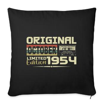 Birthday October 1954 Original | October 1954 - Sofa pillowcase 17,3'' x 17,3'' (45 x 45 cm) - black - Front