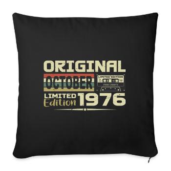 Birthday October 1976 Original | October 1976 - Sofa pillowcase 17,3'' x 17,3'' (45 x 45 cm) - black - Front