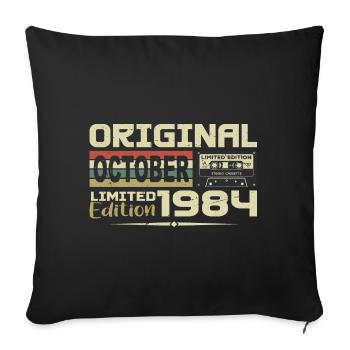 Birthday October 1984 Original | October 1984 - Sofa pillowcase 17,3'' x 17,3'' (45 x 45 cm) - black - Front