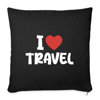 I Love Travel - Housse de coussin décorative 45 x 45 cm - noir - Devant