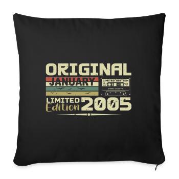 Janvier 2005 | Cadeau D’anniversaire Janvier 2005 - Housse de coussin décorative 45 x 45 cm - noir - Devant