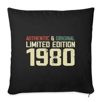 1980 Birthday Gift 1980 Vintage 1980's Retro - Sofa pillowcase 17,3'' x 17,3'' (45 x 45 cm) - black - Front