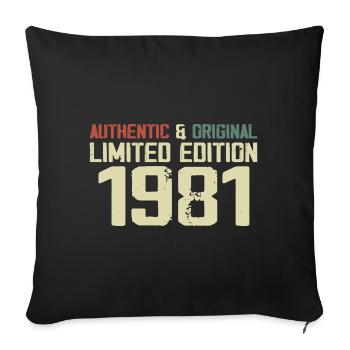 1981 Geburtstagsgeschenk 1981 Jahrgang 1981 Retro - Sofakissenbezug 45 x 45 cm - Schwarz - Vorne