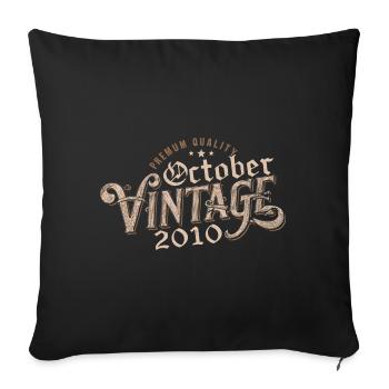 Octobre Cadeau D'anniversaire | Né en Octobre 2010 - Housse de coussin décorative 45 x 45 cm - noir - Devant