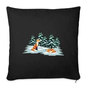 Füchse im Wald - Sofakissenbezug 45 x 45 cm - Schwarz - Vorne