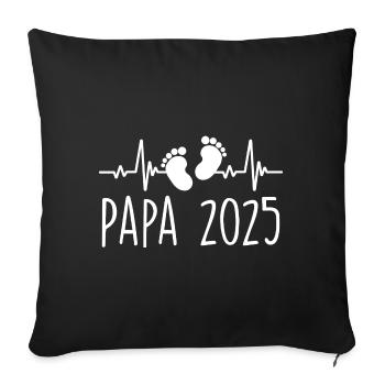 Papa 2025 Fréquence Herschlag Cadeau Fête des Père - Housse de coussin décorative 45 x 45 cm - noir - Devant