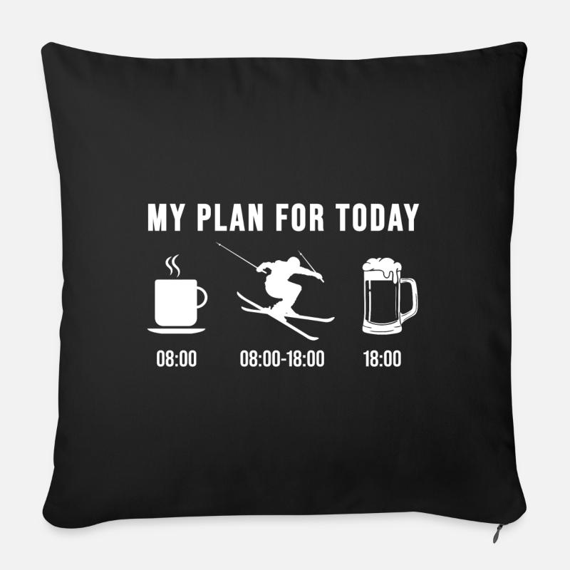 Skifahren Skifahrer Skiparty Ski Geschenke - Sofakissenbezug 45 x 45 cm - Schwarz