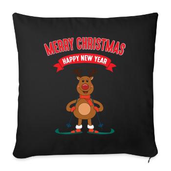 Funny reindeer Christmas Christmas Xmas skier - Sofa pillowcase 17,3'' x 17,3'' (45 x 45 cm) - black - Front