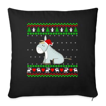 Mule d'âne doux cadeau de Noël moche - Housse de coussin décorative 45 x 45 cm - noir - Devant