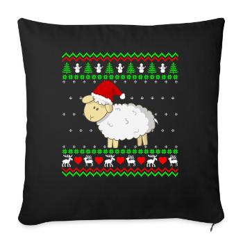 Cadeau de Noël moche de veau doux mouton de Noël - Housse de coussin décorative 45 x 45 cm - noir - Devant