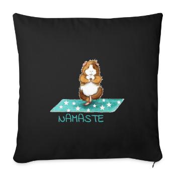 Yoga Namaste Cochon d'Inde - Housse de coussin décorative 45 x 45 cm - noir - Devant