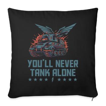 Du wirst nie alleine tanken Panzer Blitz Grafik - Sofakissenbezug 45 x 45 cm - Schwarz - Vorne