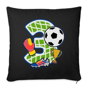 Football 3rd birthday party number 3 - 3 years - Sofa pillowcase 17,3'' x 17,3'' (45 x 45 cm) - black - Front