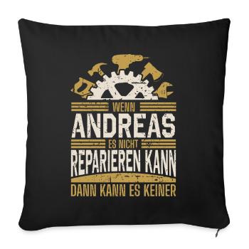 Andreas Name Geschenk Geburtstag - Sofakissenbezug 45 x 45 cm - Schwarz - Vorne