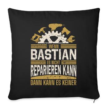 Bastian Name Geschenk Geburtstag - Sofakissenbezug 45 x 45 cm - Schwarz - Vorne