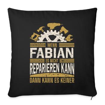Fabian Name Geschenk Geburtstag - Sofakissenbezug 45 x 45 cm - Schwarz - Vorne