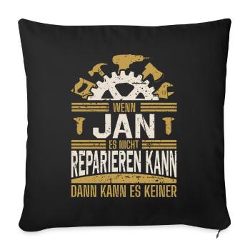 Jan Name Geschenk Geburtstag - Sofakissenbezug 45 x 45 cm - Schwarz - Vorne