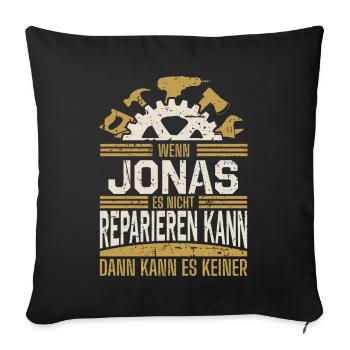 Jonas Name Geschenk Geburtstag - Sofakissenbezug 45 x 45 cm - Schwarz - Vorne
