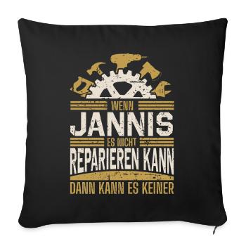 Jannis Name Geschenk Geburtstag - Sofakissenbezug 45 x 45 cm - Schwarz - Vorne