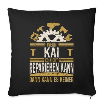 Kai Name Geschenk Geburtstag - Sofakissenbezug 45 x 45 cm - Schwarz - Vorne