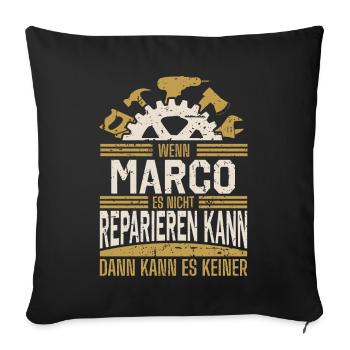 Marco Name Geschenk Geburtstag - Sofakissenbezug 45 x 45 cm - Schwarz - Vorne