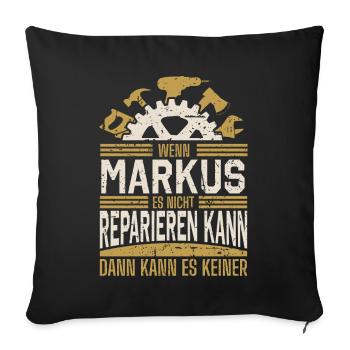 Markus Name Geschenk Geburtstag - Sofakissenbezug 45 x 45 cm - Schwarz - Vorne