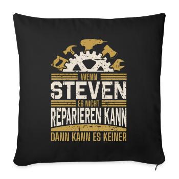 Steven Name Geschenk Geburtstag - Sofakissenbezug 45 x 45 cm - Schwarz - Vorne