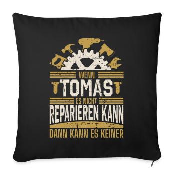 Tomas Name Geschenk Geburtstag - Sofakissenbezug 45 x 45 cm - Schwarz - Vorne