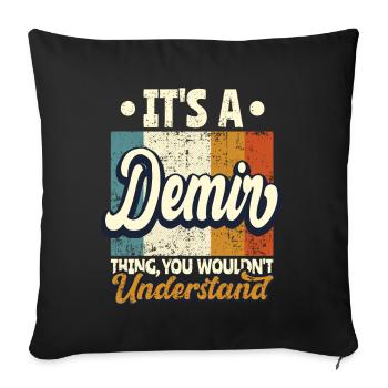Nom Demir Cadeau Anniversaire Dire - Housse de coussin décorative 45 x 45 cm - noir - Devant