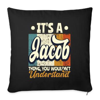 Nom Jacob Cadeau Citation d’anniversaire - Housse de coussin décorative 45 x 45 cm - noir - Devant