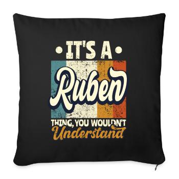 Nom Ruben Cadeau Anniversaire Dicton - Housse de coussin décorative 45 x 45 cm - noir - Devant